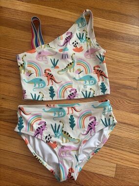 Hanna Andersson Rainbow Dino 2-piece swim, girl 8/130cm